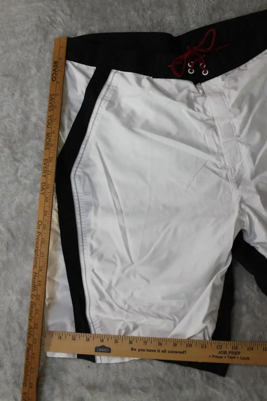 Greg Norman Board Shorts Mens 40 White Colorblock Drawstring Lined Pockets